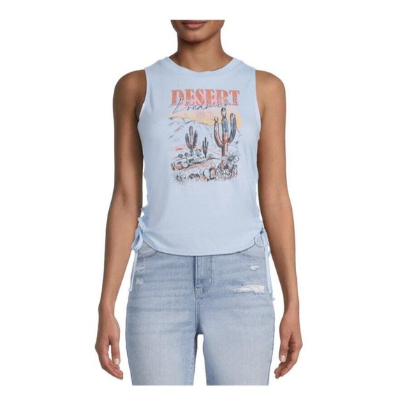 No Boundaries JRS Blue Lace Up Sleeveless Tank Blue Desert Dreaming size XXXL 21 - Picture 2 of 5